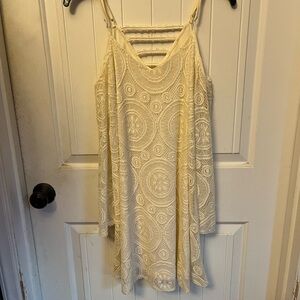 Love, Fire Cream Lace Mini Dress